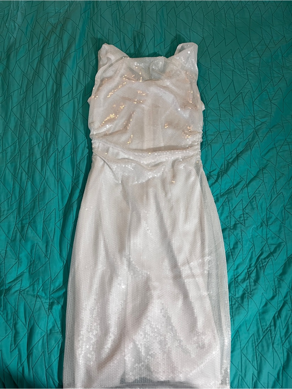 Kensie Sequin Mesh Dress - white